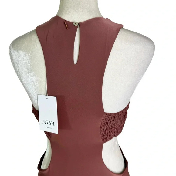 MISA LOS ANGELES Lyra Cut Out Jersey Knit Maxi Dress Cocoa Brown Size S NWT - Picture 9 of 13